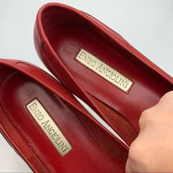 Enzo Angiolini liberty flats 5 red leather vintage Grannycore 80s 90s loafers - Picture 9 of 11